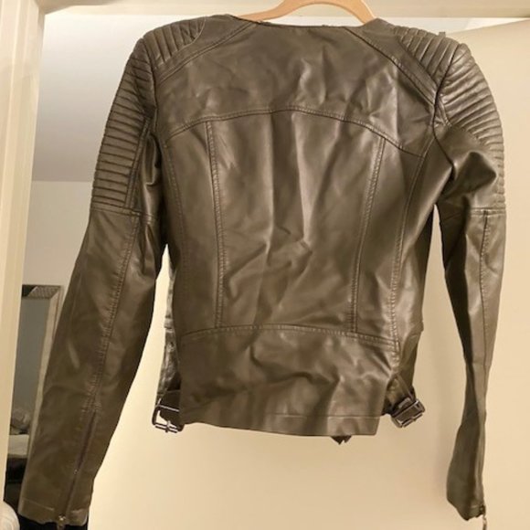 Raison D'etre Faux Leather Jacket, Olive Green - Picture 7 of 7